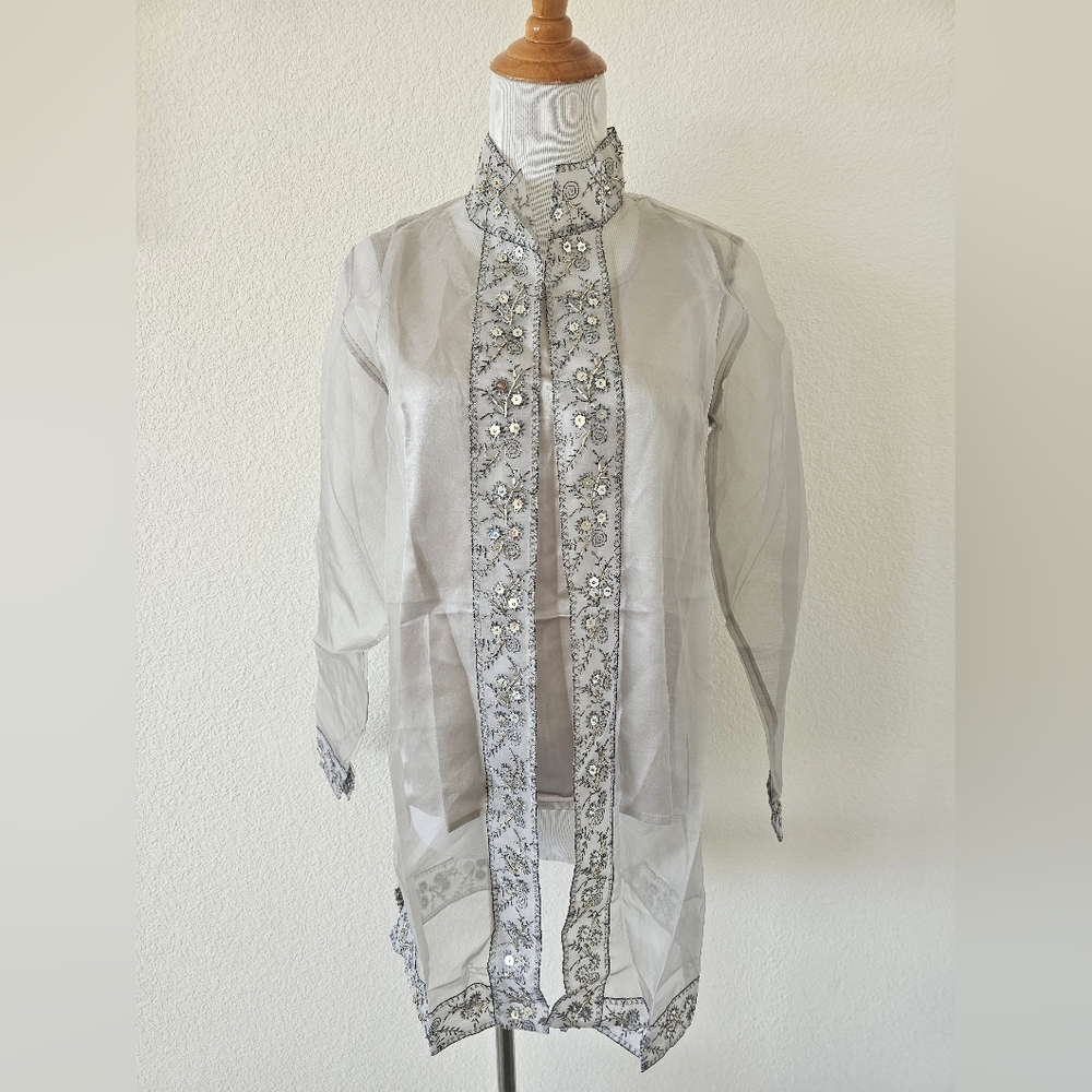 NWT Nolan Miller Glamour Style 100% Silk Beaded Tunic & Camisole Set - XS